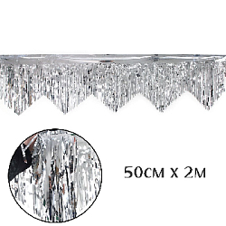 Занавес Дождик бахрома 50 см х 2 м, металлик серебро