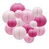 Набор подвесные фонарики 15 шт св.розовый+розовый+малиновый